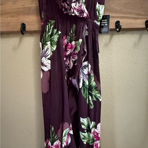 NWT Express Maxi Dress cold shoulder floral ruffle - Picture 2 of 10